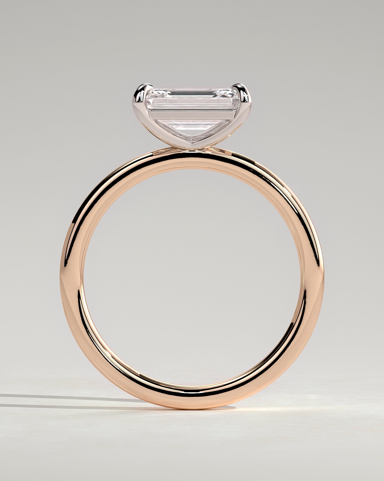Debbie - Emerald East West Claw Solitaire Engagement Ring - Rose Two-Tone - Rose Two-Tone 2ct