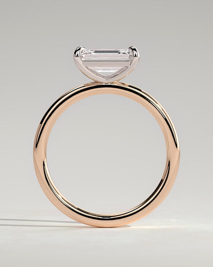 Debbie - Emerald East West Claw Solitaire Engagement Ring - Rose Two-Tone