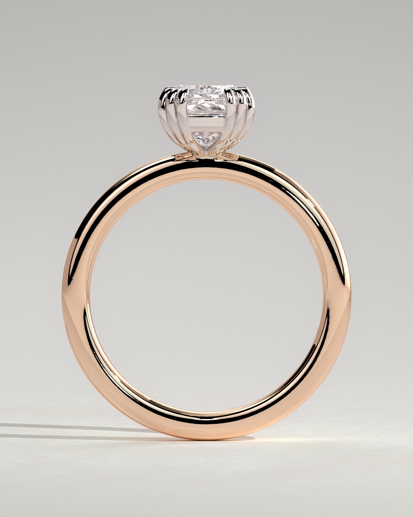 Helena - Elongated Cushion Triple Claw Solitaire Engagement Ring - Rose Two-Tone - Rose Two-Tone 2ct