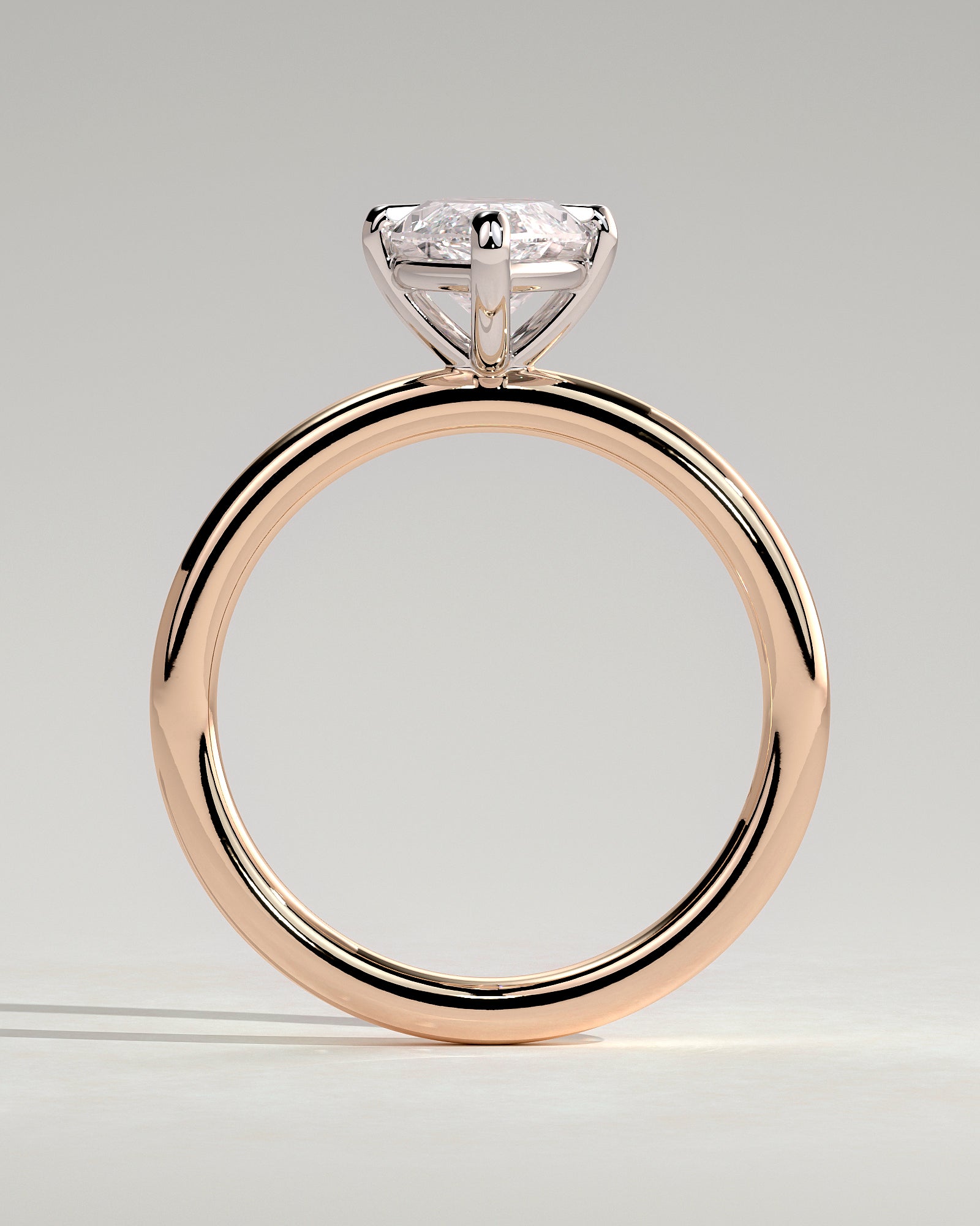 Genevieve - Marquise Claw Solitaire Engagement Ring - Rose Two-Tone - Rose Two-Tone 2ct