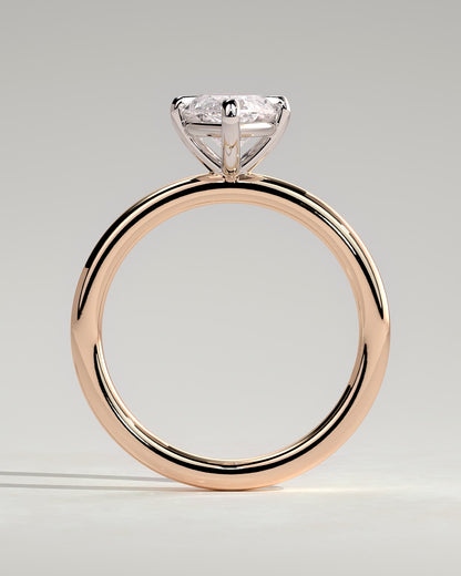 Genevieve - Marquise Claw Solitaire Engagement Ring - Rose Two-Tone