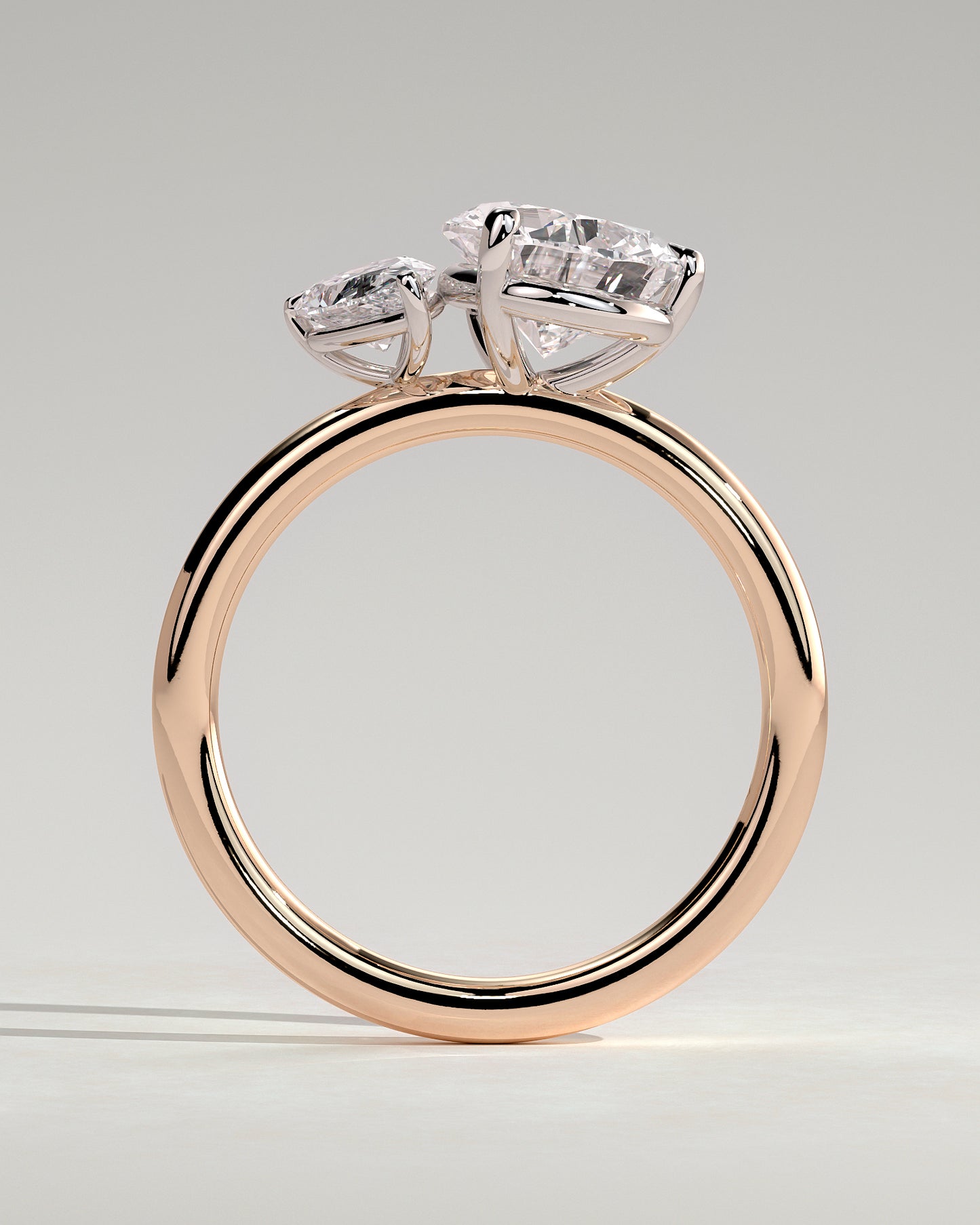 Francesca - Pear and Pear Claw Toi et Moi Engagement Ring - Rose Two-Tone - Rose Two-Tone 2ct
