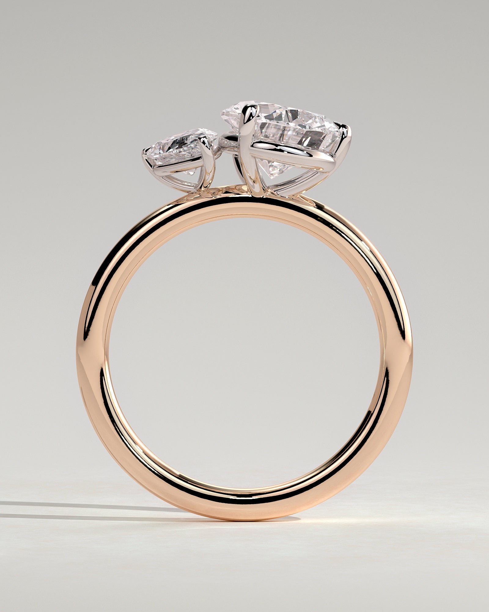 Francesca - Pear and Pear Claw Toi et Moi Engagement Ring - Rose Two-Tone - Rose Two-Tone 2ct