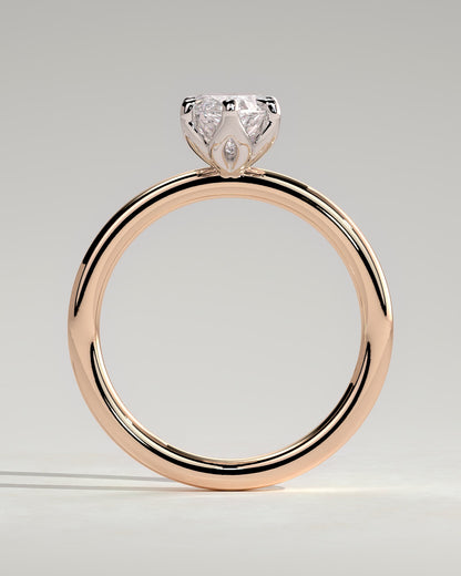 Eve - Marquise Claw Solitaire with Petal Gallery Engagement Ring - Rose Two-Tone