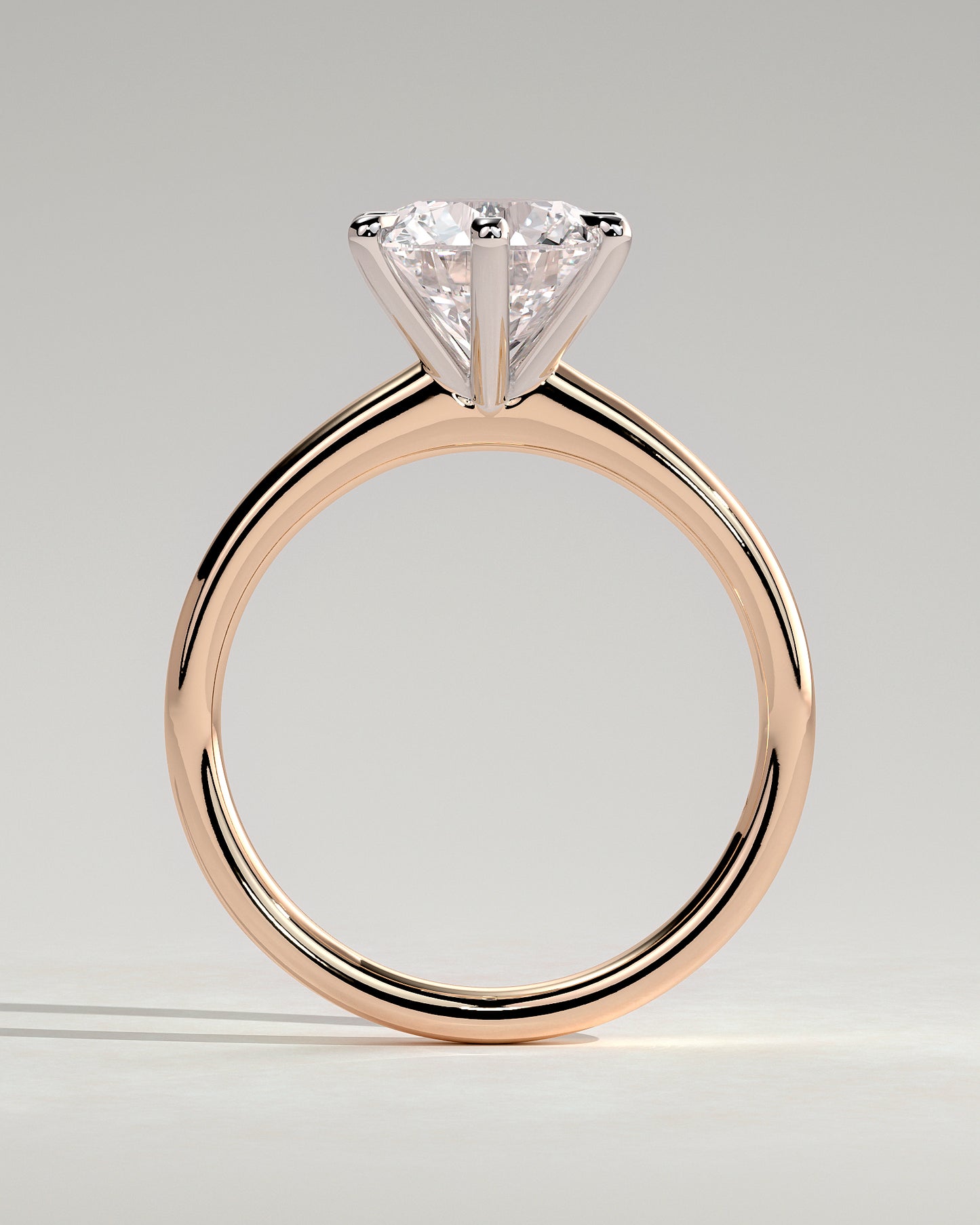 Daniela - Round Claw Solitaire with Solid Cathedral High Setting Engagement Ring - Rose Two-Tone - Rose Two-Tone 2ct