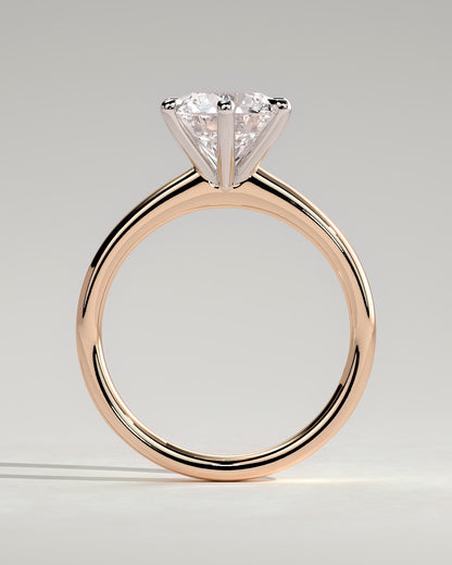 Daniela - Round Claw Solitaire with Solid Cathedral High Setting Engagement Ring - Rose Two-Tone