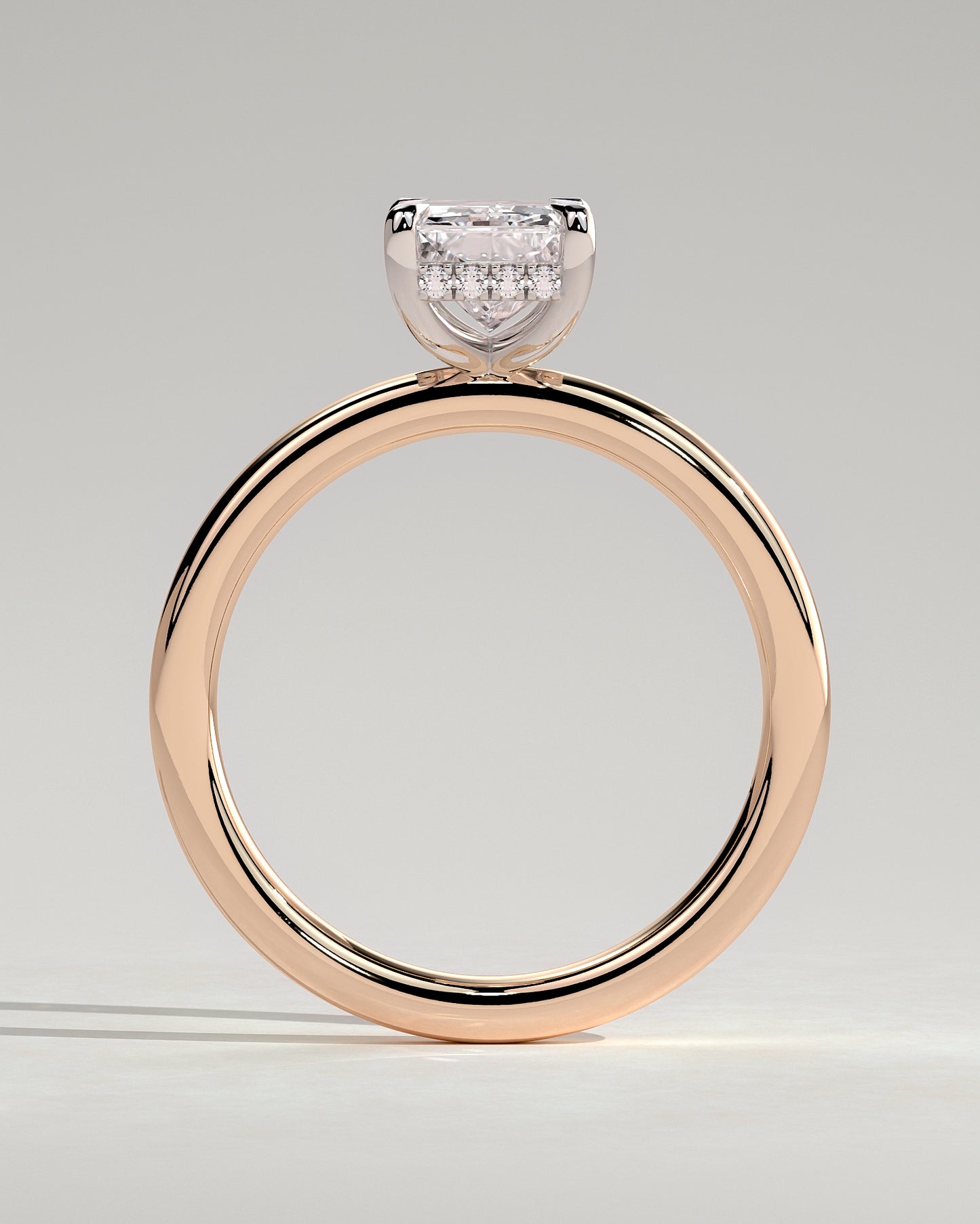 Carly - Radiant Claw Solitaire with Hidden Halo Engagement Ring - Rose Two-Tone - Rose Two-Tone 2ct