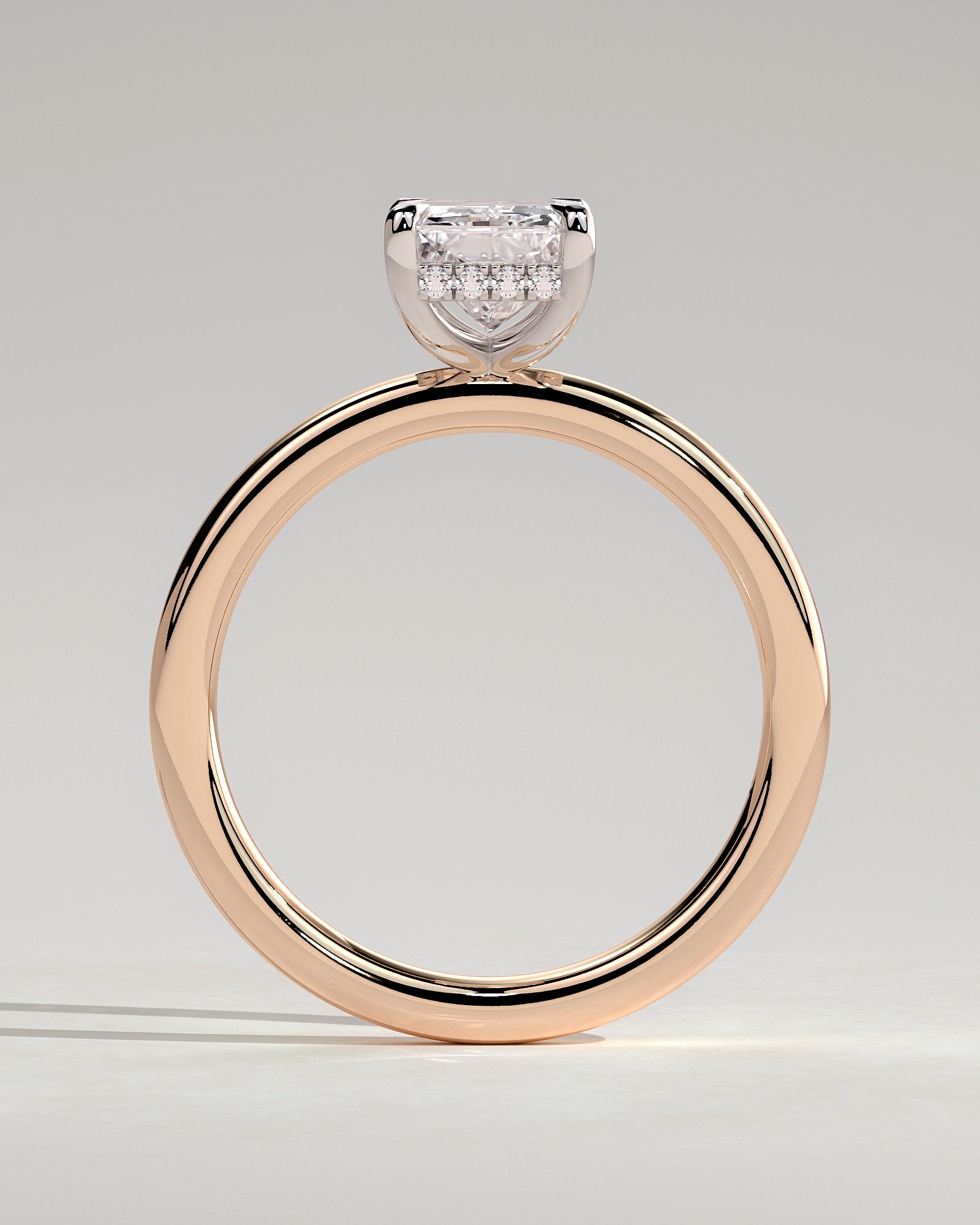 Carly - Radiant Claw Solitaire with Hidden Halo Engagement Ring - Rose Two-Tone - Rose Two-Tone 2ct