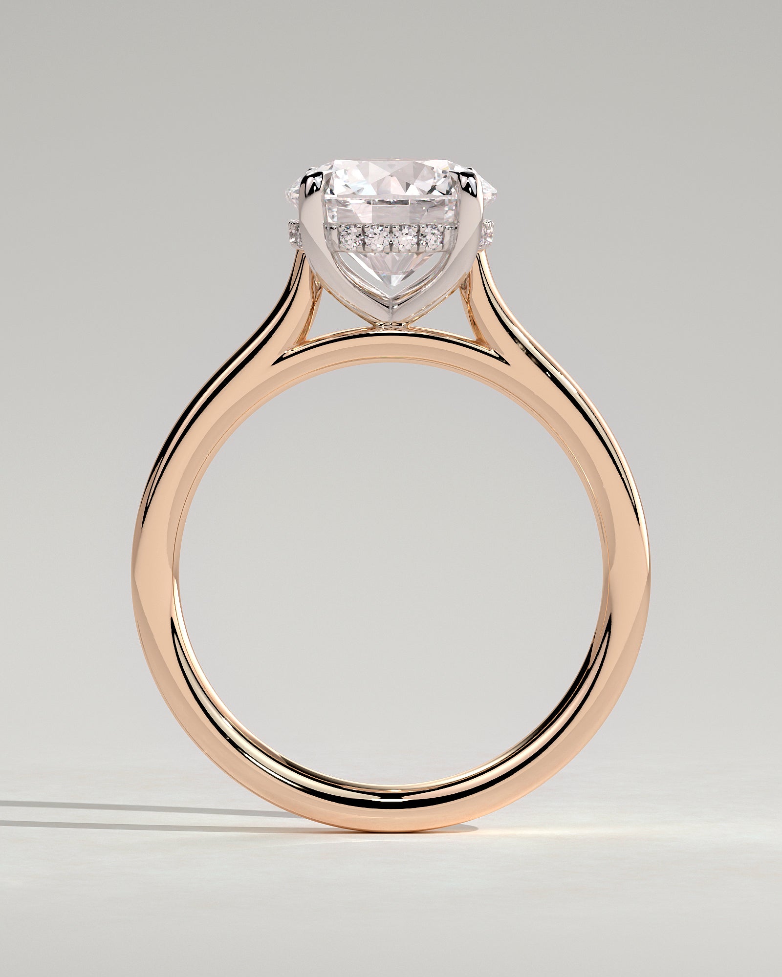 Bonnie - Round Claw Solitaire with Hidden Halo and Cathedral High Setting Engagement Ring - Rose Two-Tone - Rose Two-Tone 2ct