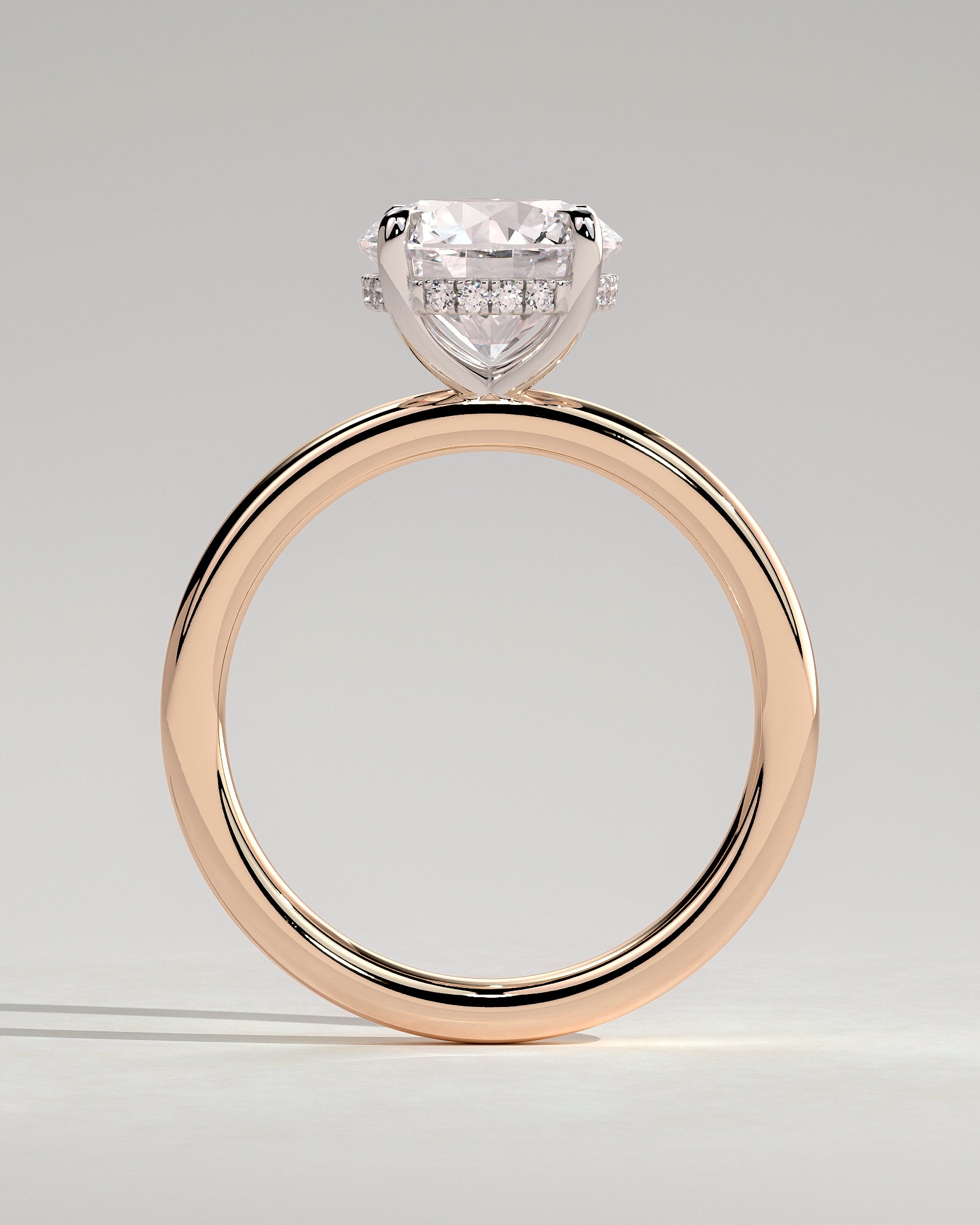 Bindi - Round Claw Solitaire with Hidden Halo Engagement Ring - Rose Two-Tone - Rose Two-Tone 2ct
