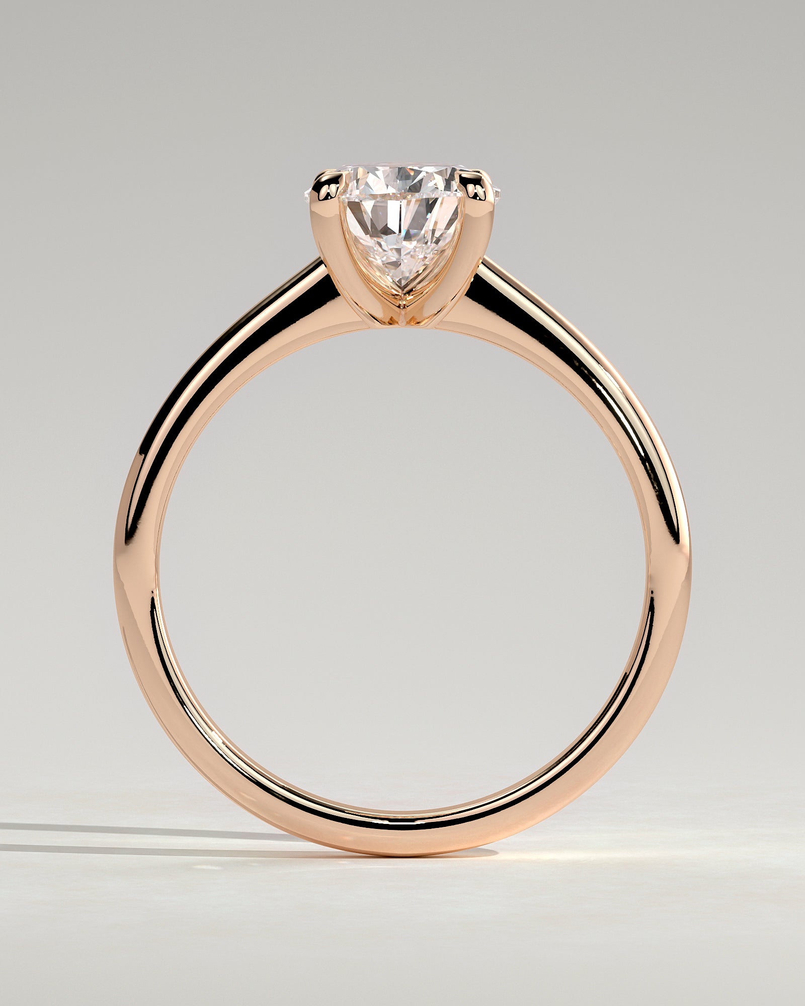 Aspen - Pear Claw Solitaire with Pinched Tapered Band and Cathedral Low Setting Engagement Ring - Rose Gold - Rose Gold 2ct