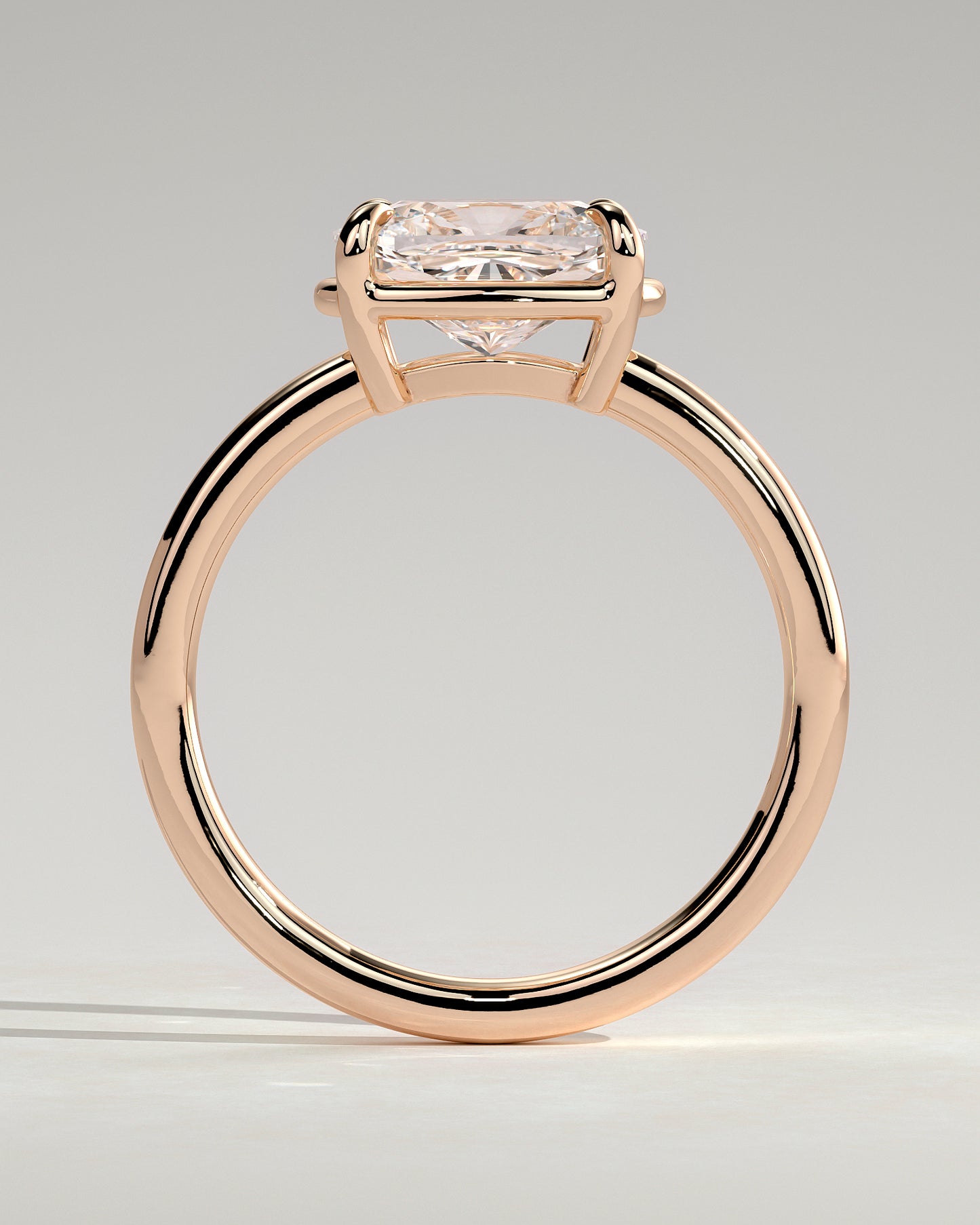 Daya - Elongated Cushion East West Claw Solitaire with Bezel Frame Engagement Ring - Rose Gold - Rose Gold 2ct