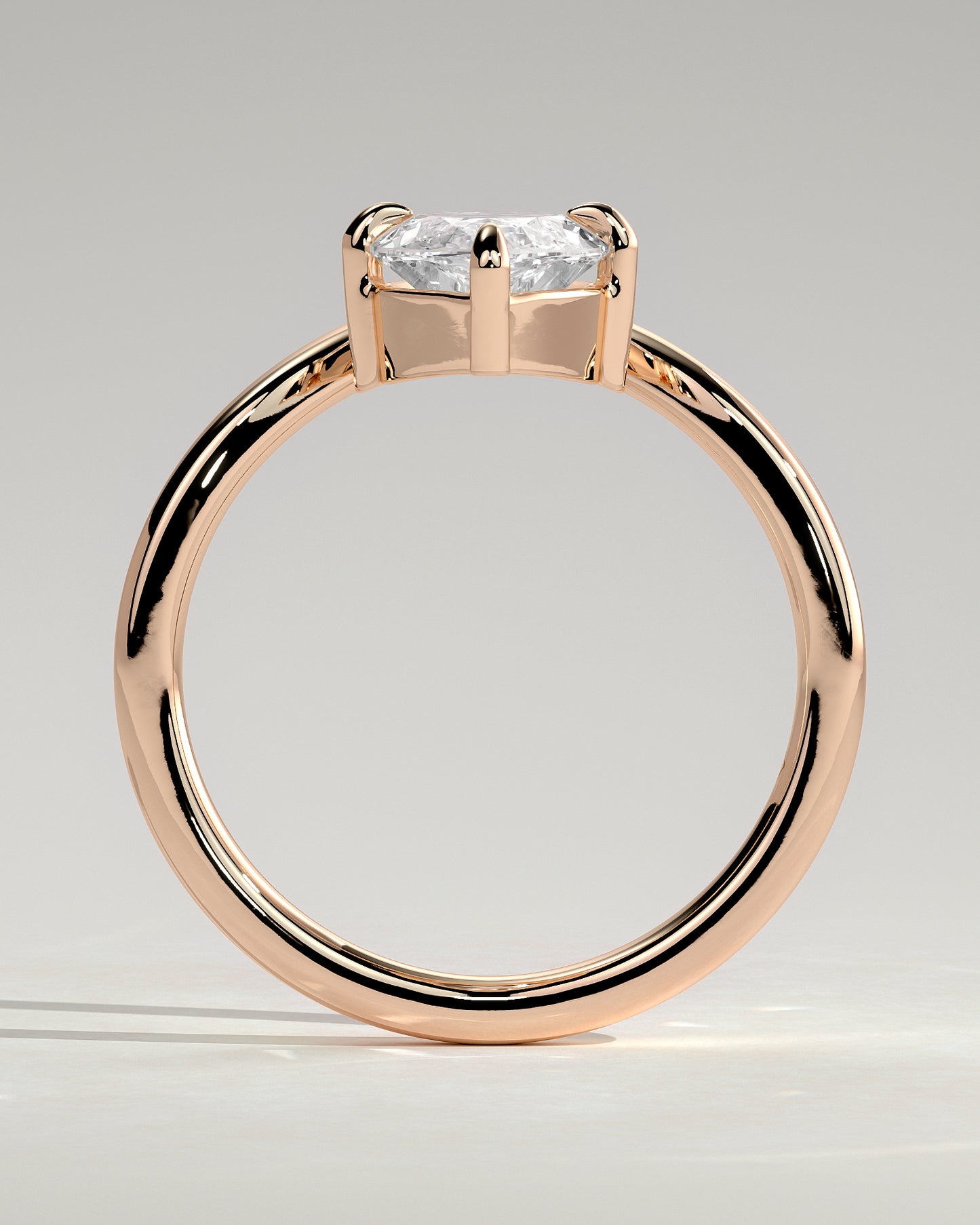 Giselle - Marquise Claw Solitaire with V Band Engagement Ring - Rose Gold - Rose Gold 2ct