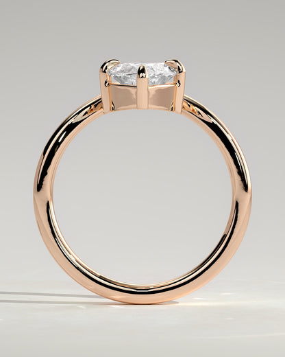 Giselle - Marquise Claw Solitaire with V Band Engagement Ring - Rose Gold