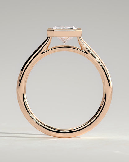Rachel - Statement Radiant Bezel Solitaire with Open Cathedral High Setting Engagement Ring - Rose Gold