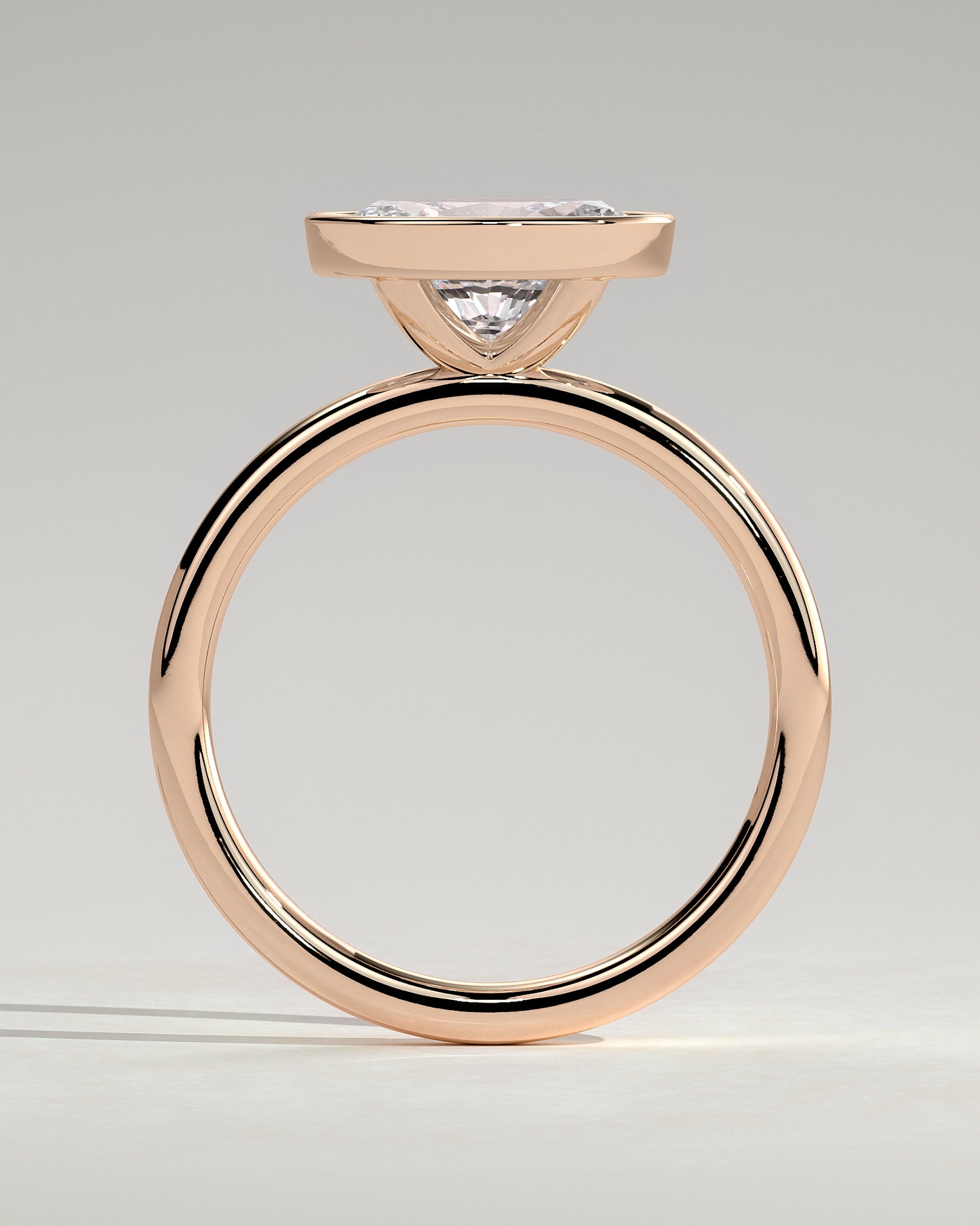 Erin - Oval East West Bezel Solitaire  Engagement Ring - Rose Gold - Rose Gold 2ct