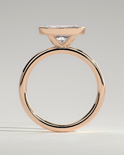 Erin - Oval East West Bezel Solitaire  Engagement Ring - Rose Gold