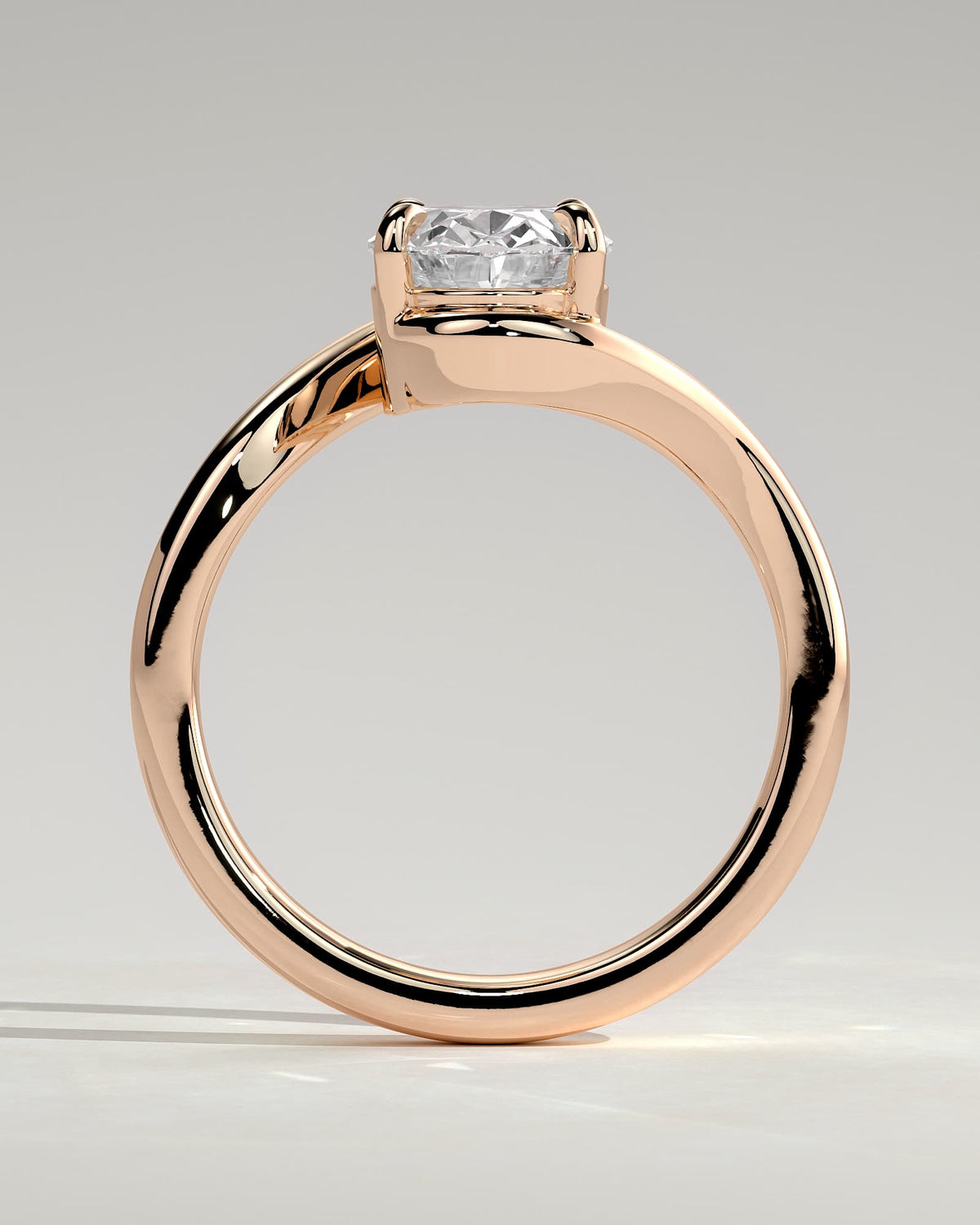 Kala - Oval Claw Solitaire with Bypass Band Engagement Ring - Rose Gold