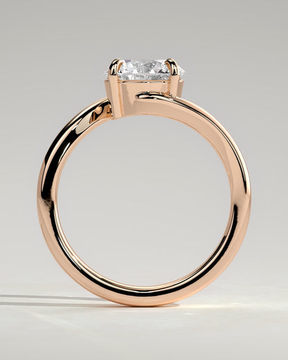Kimia - Round Claw Solitaire with Bypass Band Engagement Ring - Rose Gold