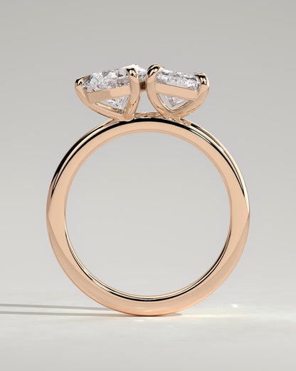 Morgan - Pear and Radiant Claw Toi et Moi Engagement Ring - Rose Gold