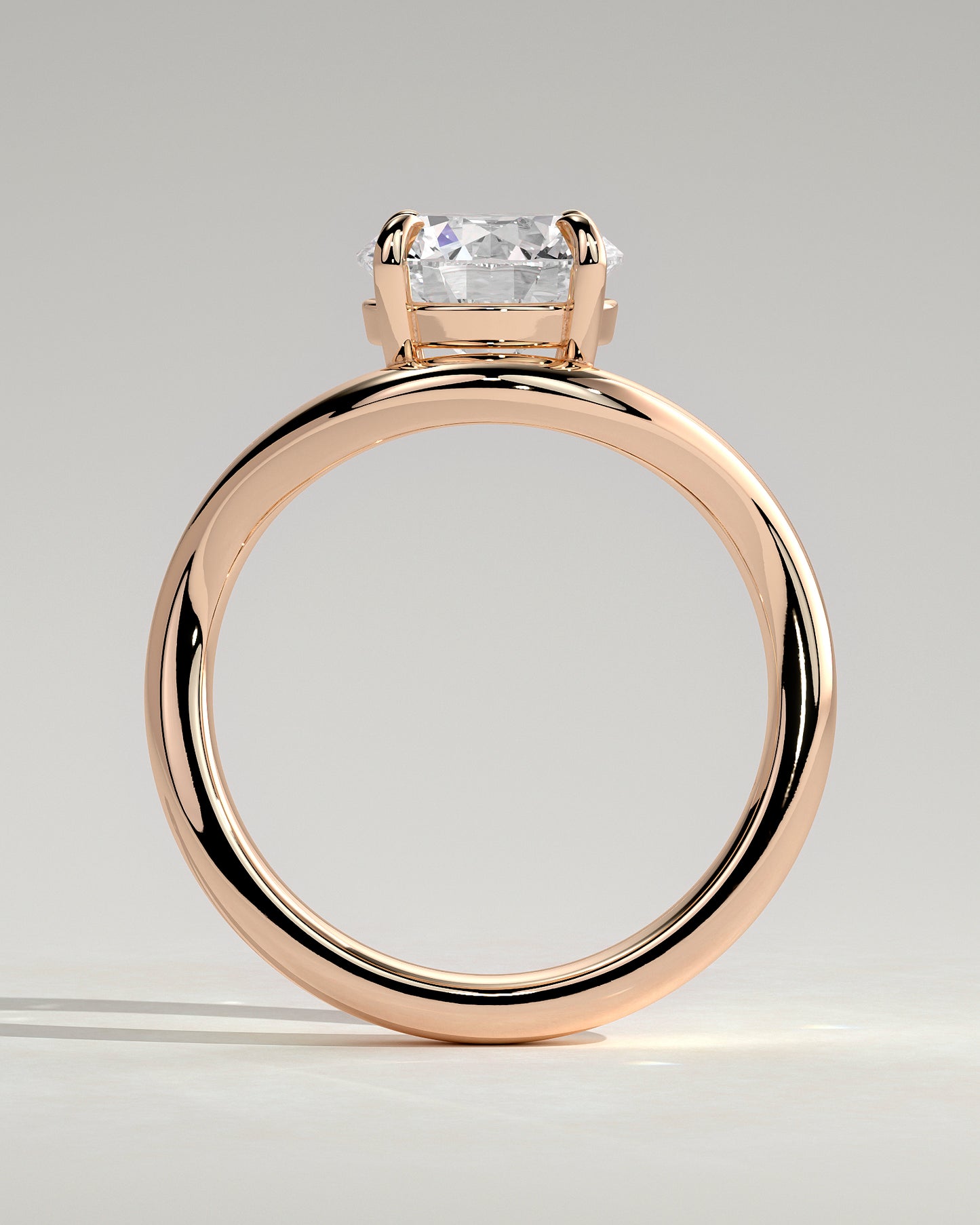 Charlotte - Round East West Claw Solitaire with Wave Band Engagement Ring - Rose Gold - Rose Gold 2ct