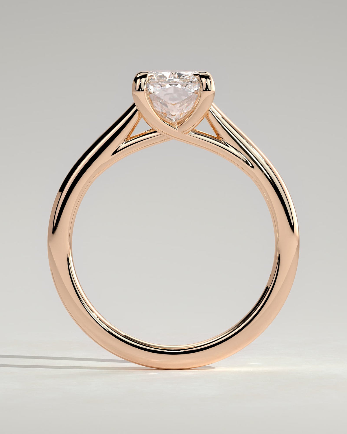 Kelsey - Elongated Cushion Claw Solitaire with Cathedral Low Setting and Open Trellis Gallery Engagement Ring - Rose Gold