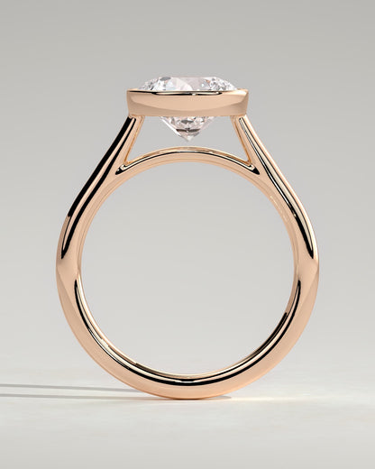 Kaylah - Statement Round Bezel Solitaire with Open Cathedral High Setting Engagement Ring - Rose Gold