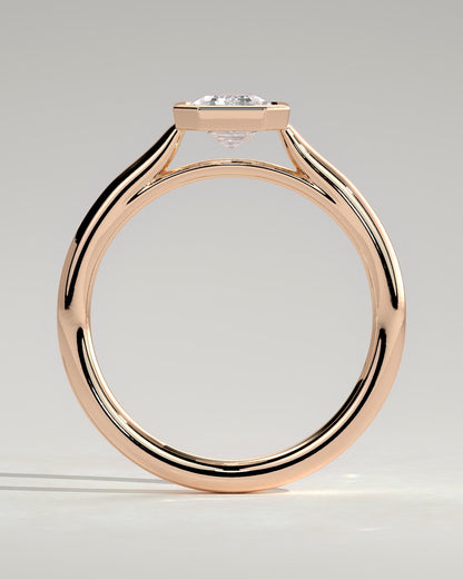 Journee - Statement Emerald Bezel Solitaire with Open Cathedral High Setting Engagement Ring - Rose Gold