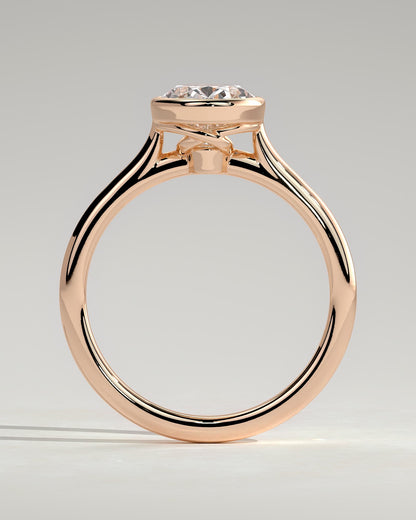 Gemma - Oval Bezel Solitaire with Twisted Gallery Engagement Ring - Rose Gold