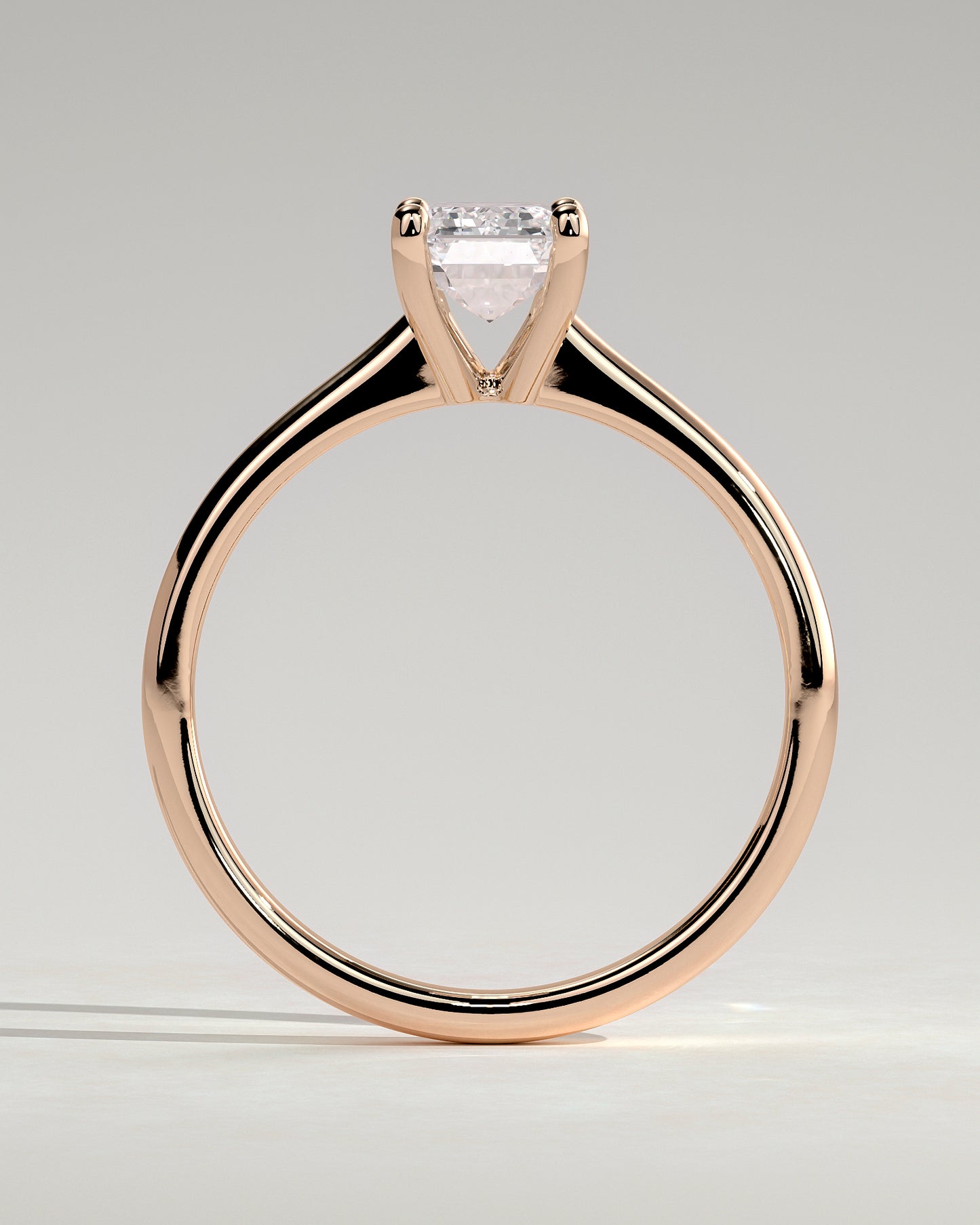 Freya - Emerald Claw Solitaire with Tapered Band and Cathedral Low Setting Engagement Ring - Rose Gold - Rose Gold 2ct