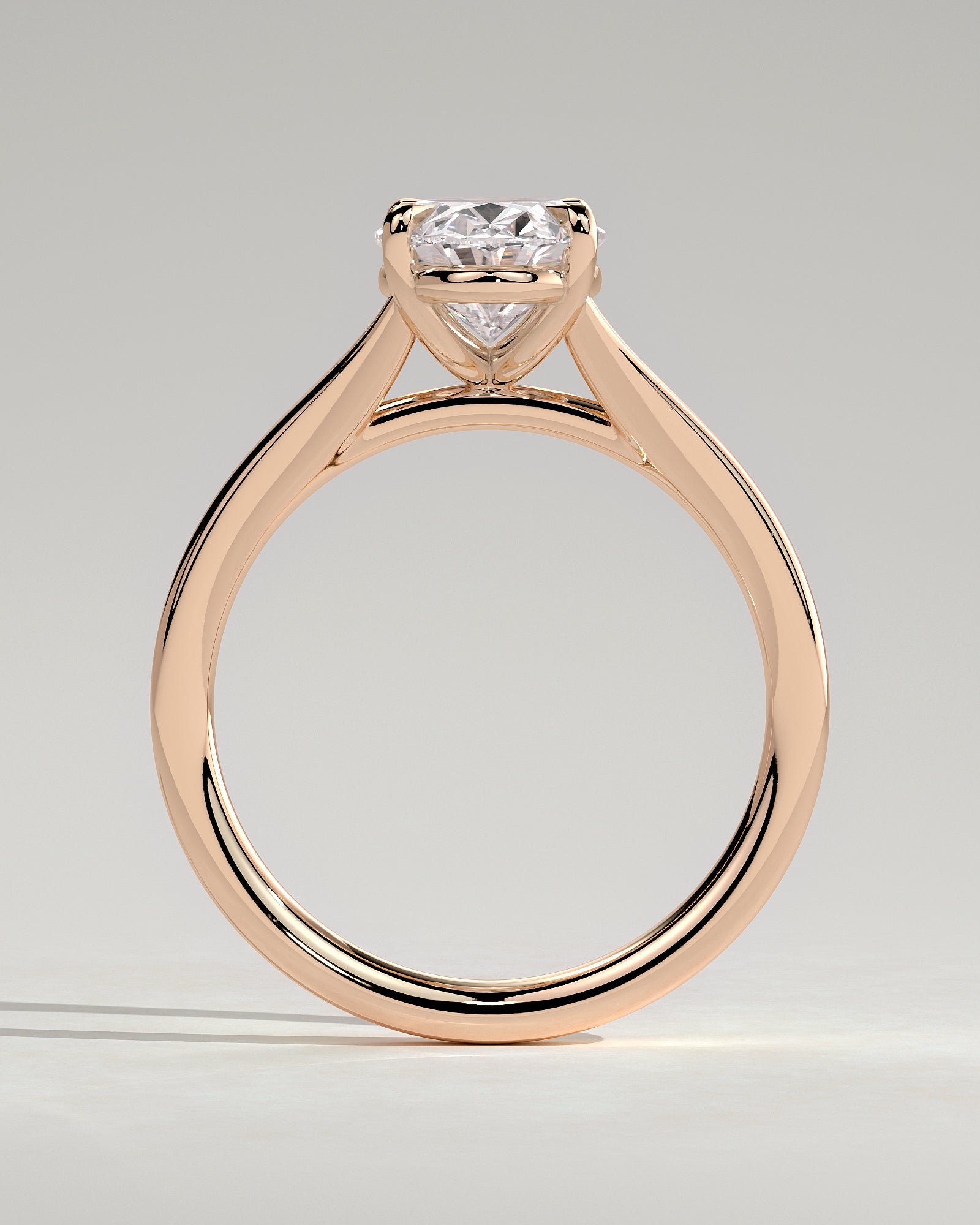 Blair - Oval Claw Solitaire with Split Shank and Cathedral High Setting Engagement Ring - Rose Gold - Rose Gold 2ct