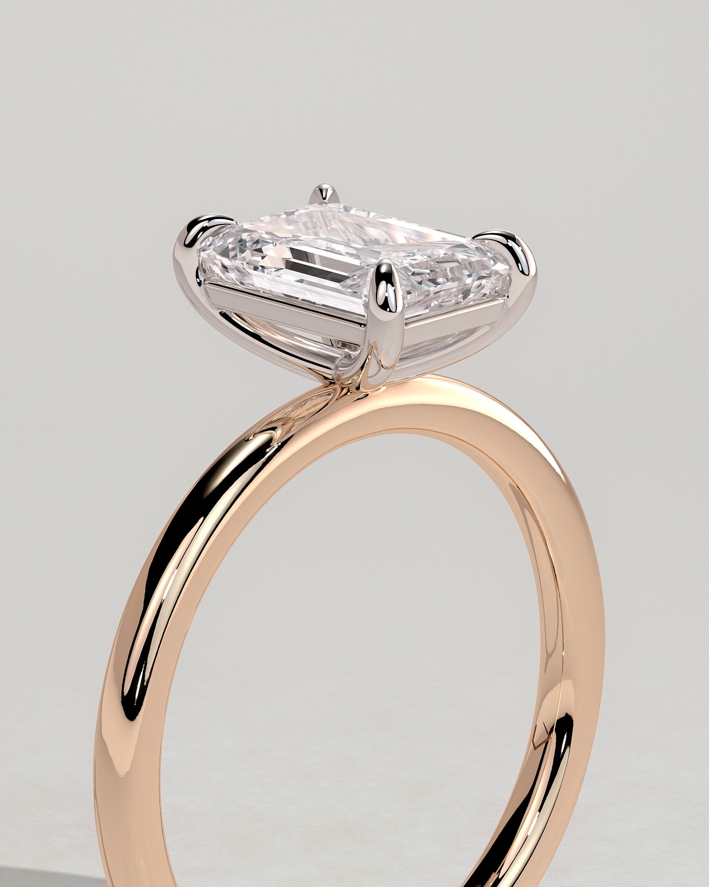 Alina - Emerald Claw Solitaire Engagement Ring - Rose Two-Tone - Rose Two-Tone 2ct