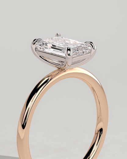 Alina - Emerald Claw Solitaire Engagement Ring - Rose Two-Tone - rose two-tone - Lara Jewels
