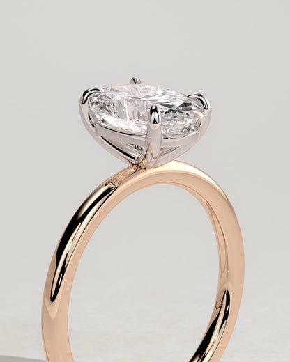 Daisy - Classic Oval Claw Solitaire Engagement Ring - Rose Two-Tone