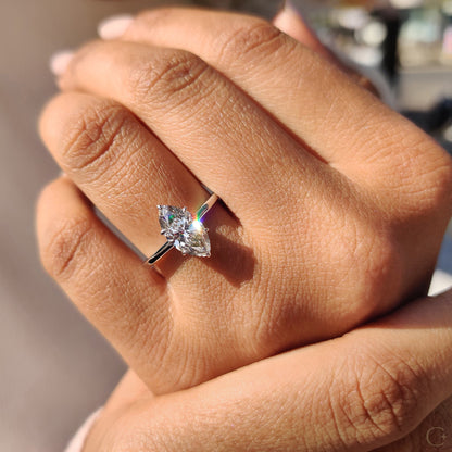 Marquise Cut Engagement Ring with Open Gallery Design