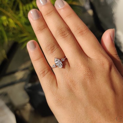 3 Stone Engagement Ring With Marquise And Kite Cut