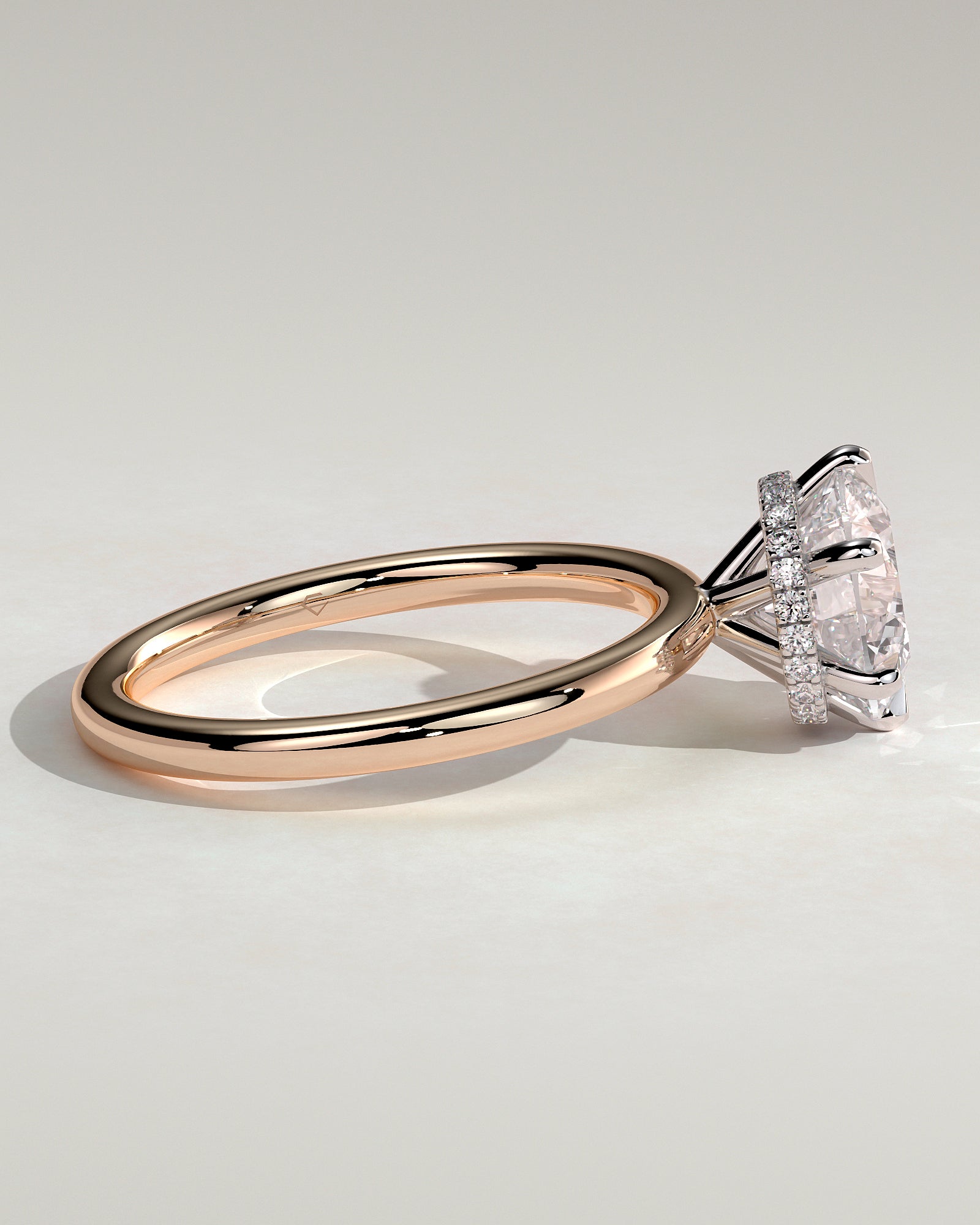 Aria - Round Claw Solitaire with Wrap Around Hidden Halo Engagement Ring - Rose Two-Tone - Rose Two-Tone 2ct