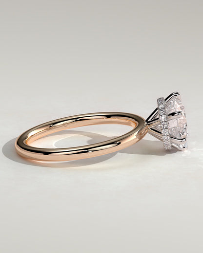 Aria - Round Claw Solitaire with Wrap Around Hidden Halo Engagement Ring - Rose Two-Tone - rose two-tone - Lara Jewels