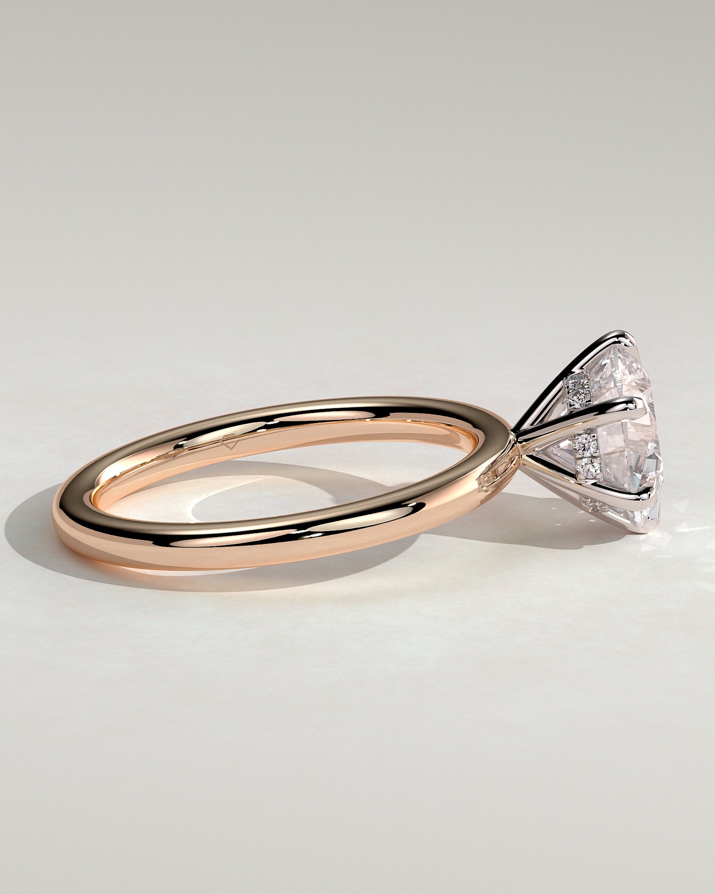 Anna - Round Claw Solitaire with Hidden Halo Engagement Ring - Rose Two-Tone - Rose Two-Tone 2ct