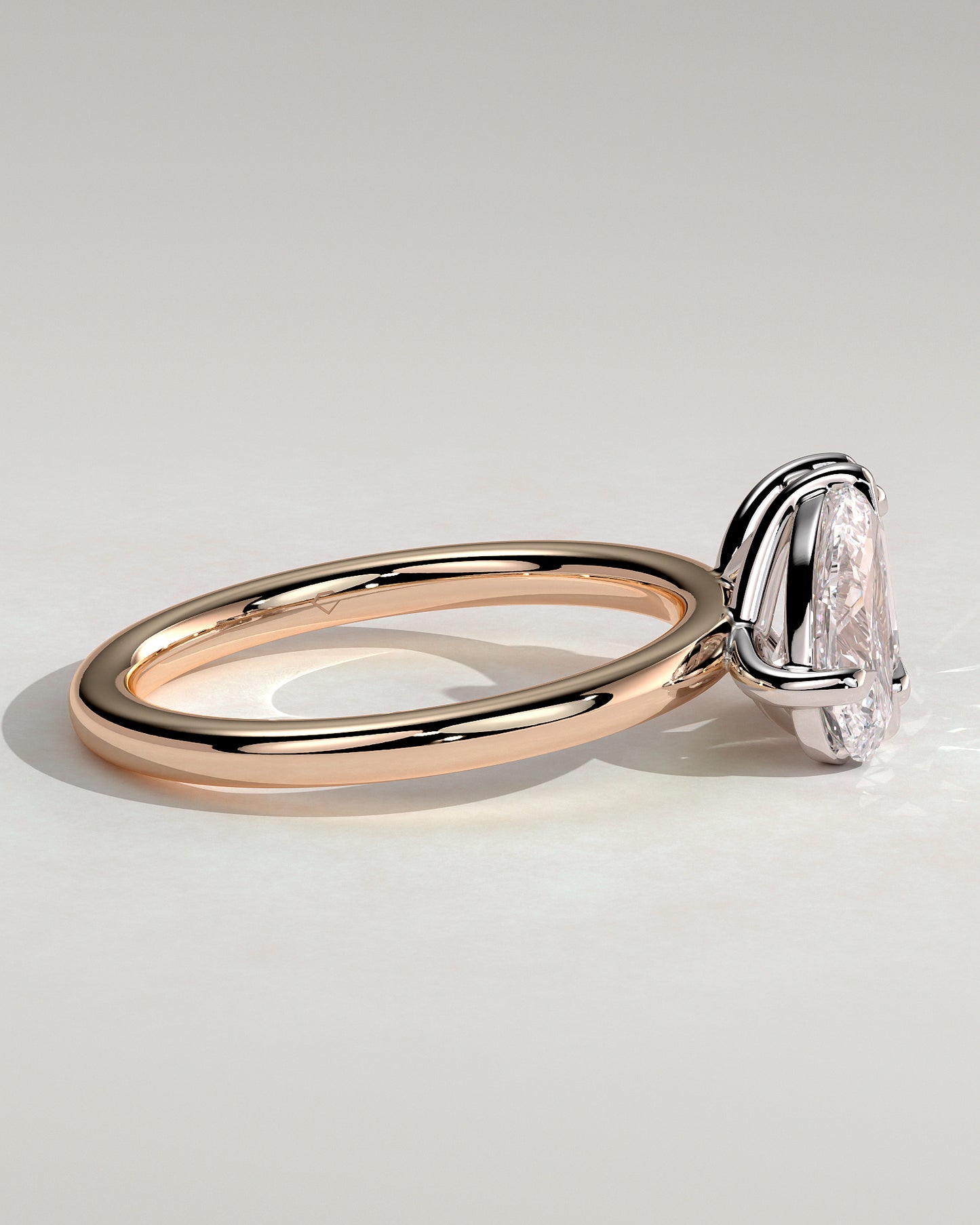 Amor - Pear and Emerald Claw Toi et Moi Engagement Ring - Rose Two-Tone - Rose Two-Tone 2ct