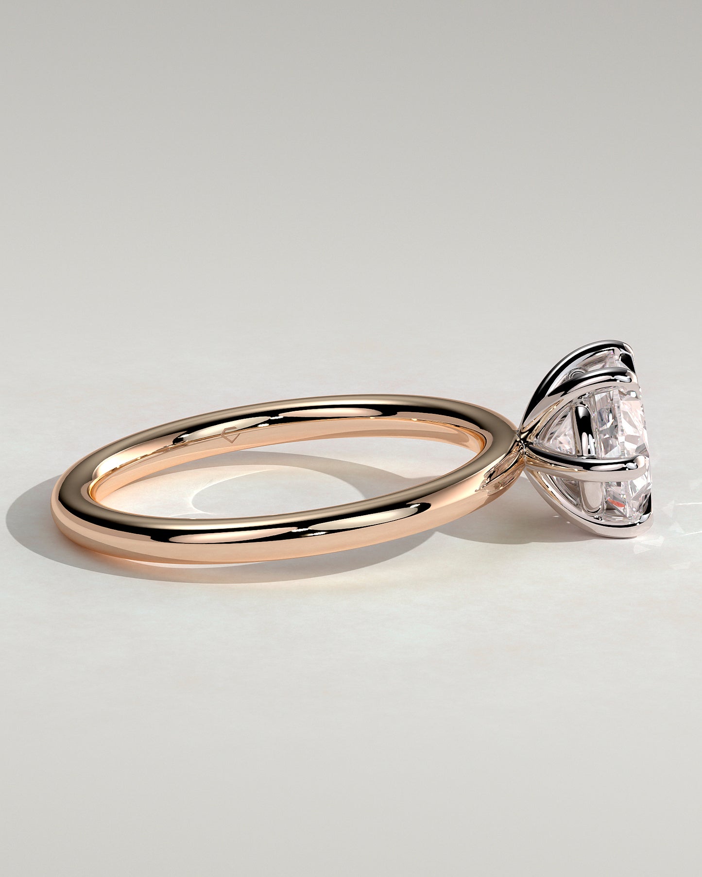 Allison - Oval East West Claw Solitaire Engagement Ring - Rose Two-Tone - Rose Two-Tone 2ct