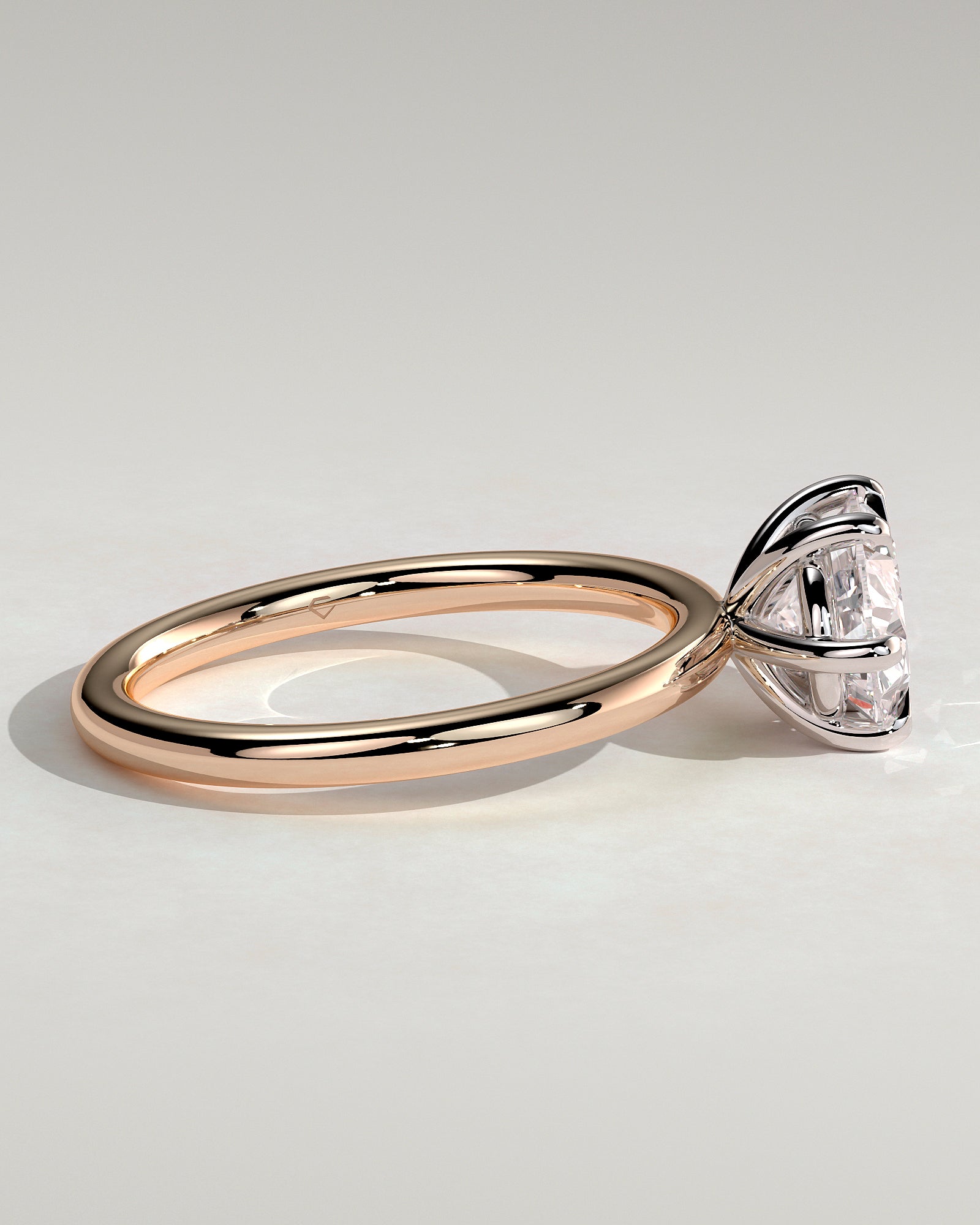 Allison - Oval East West Claw Solitaire Engagement Ring - Rose Two-Tone - Rose Two-Tone 2ct