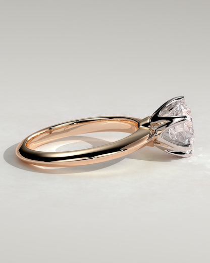 Caroline - Round Claw Solitaire with Knife Edge Band Engagement Ring - Rose Two-Tone