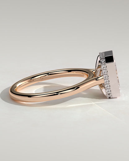 Bennie - Radiant Bezel Solitaire with Hidden Halo and Cathedral High Setting Engagement Ring - Rose Two-Tone