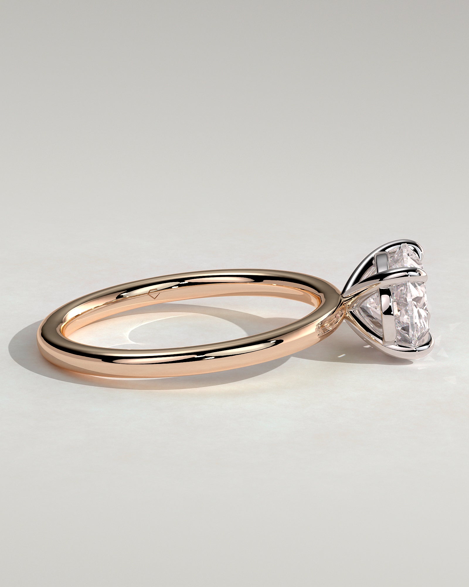 Dotti - Oval East West Claw Solitaire Engagement Ring - Rose Two-Tone - Rose Two-Tone 2ct