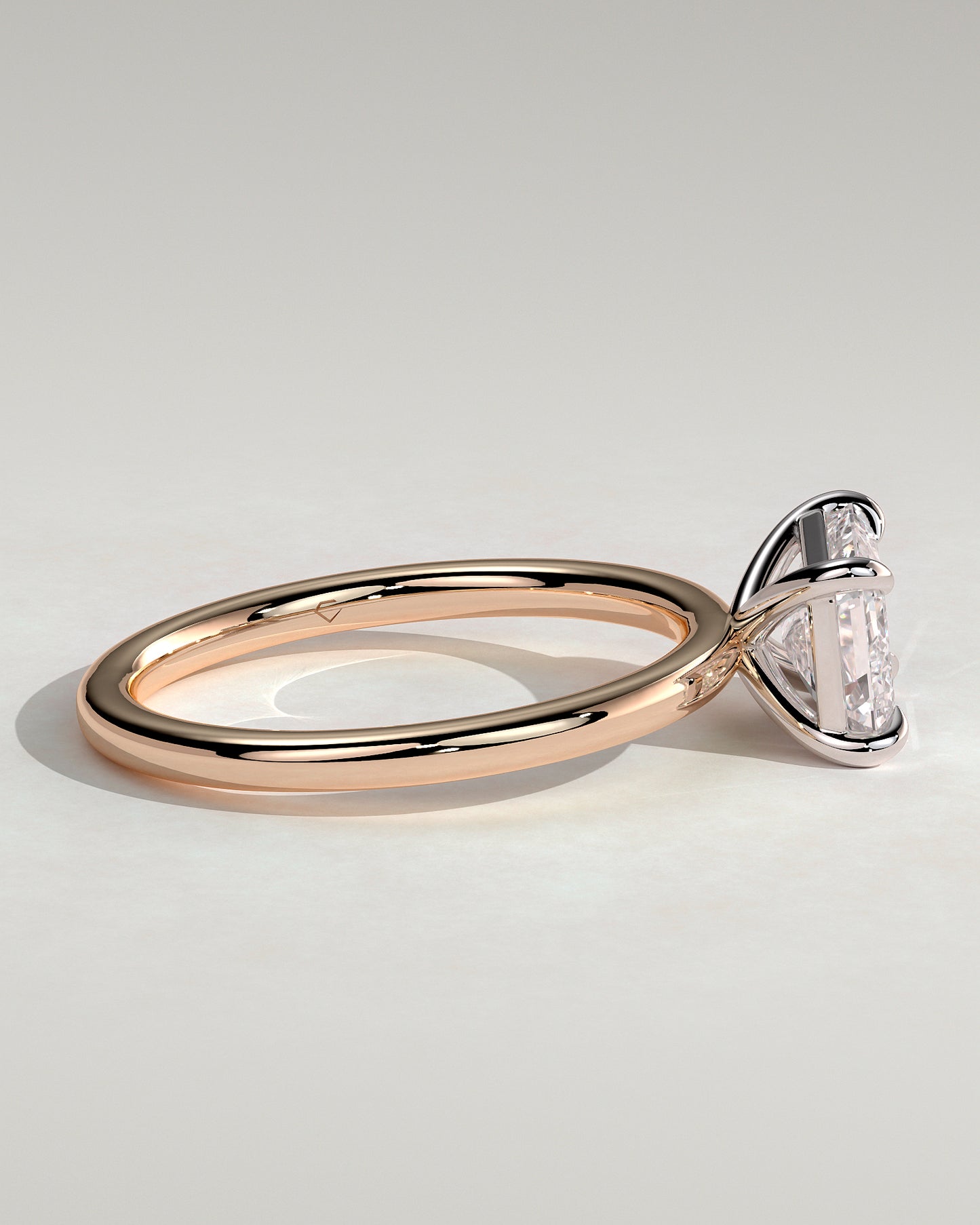 Debbie - Emerald East West Claw Solitaire Engagement Ring - Rose Two-Tone - Rose Two-Tone 2ct