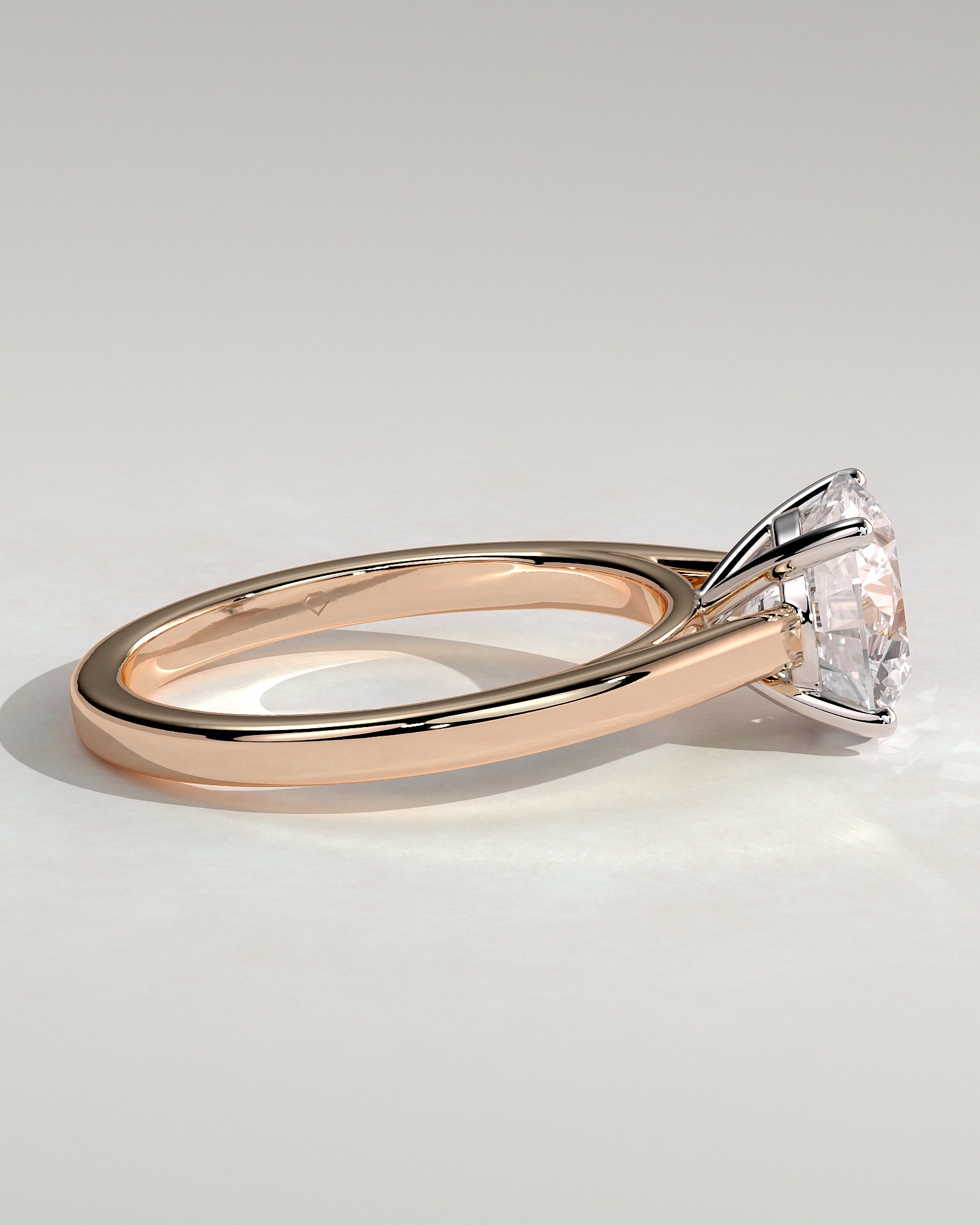 Georgia - Round Claw Solitaire with Flat Band and Cathedral High Setting Engagement Ring - Rose Two-Tone - Rose Two-Tone 2ct
