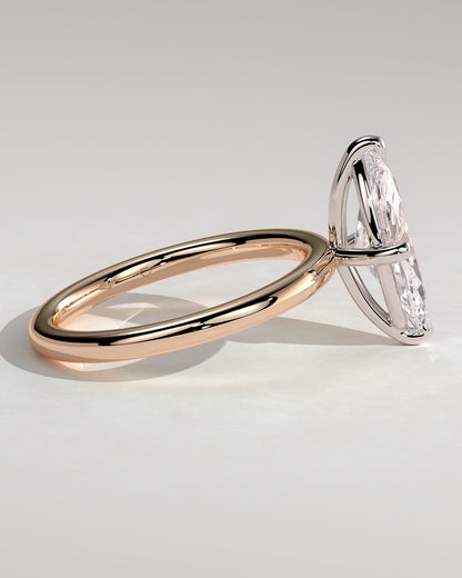 Genevieve - Marquise Claw Solitaire Engagement Ring - Rose Two-Tone