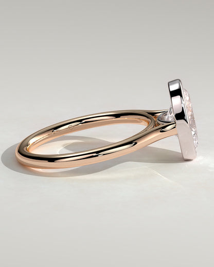 Daphne - Oval Bezel Solitaire with Cathedral High Setting Engagement Ring - Rose Two-Tone