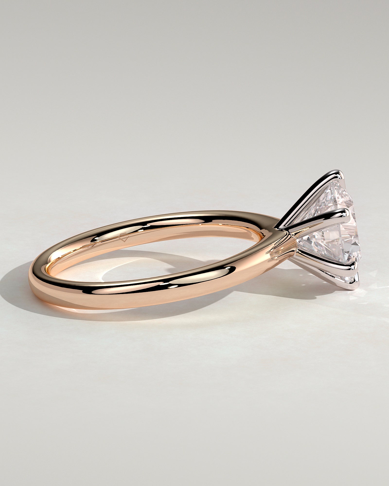 Daniela - Round Claw Solitaire with Solid Cathedral High Setting Engagement Ring - Rose Two-Tone - Rose Two-Tone 2ct